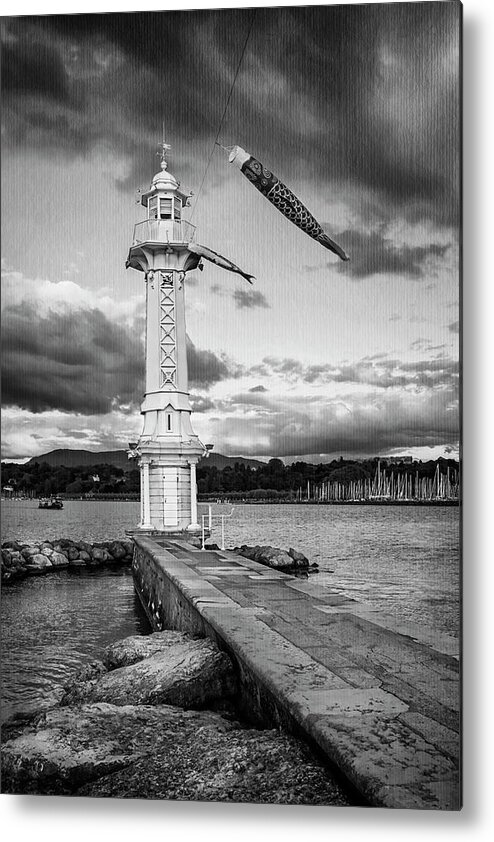 Geneva Metal Print featuring the photograph Paquis Lighthouse Geneva Switzerland #2 by Carol Japp