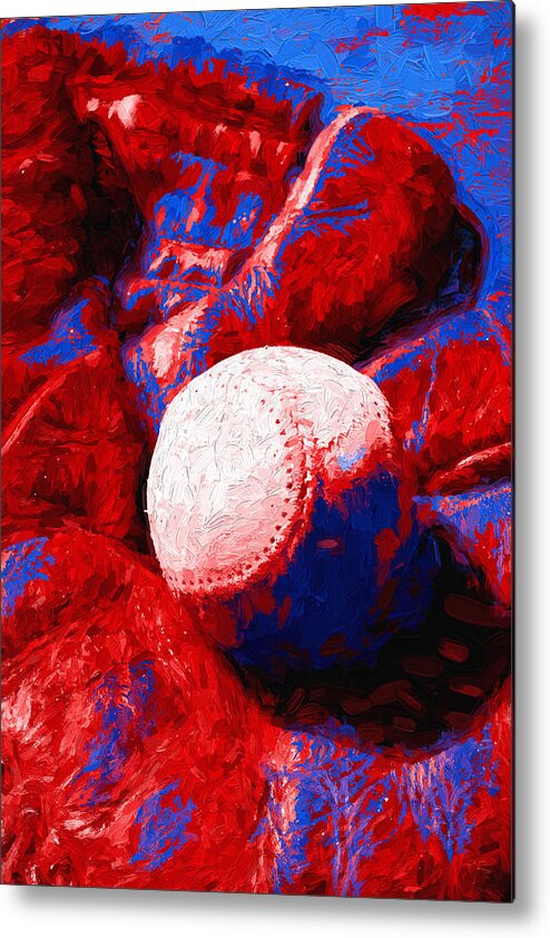 Baseball Metal Print featuring the photograph Red White and Blue #1 by John Freidenberg