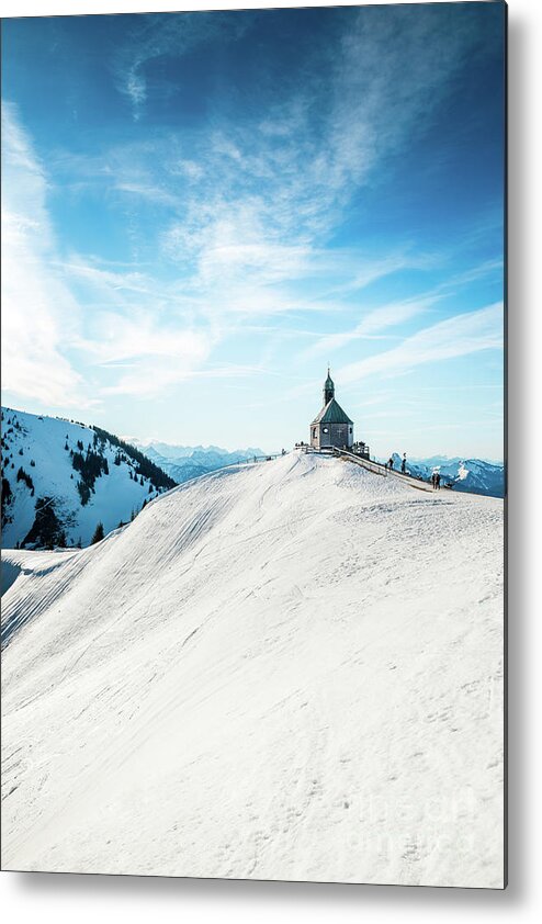 Wallberg Metal Print featuring the photograph The chapel in the alps by Hannes Cmarits