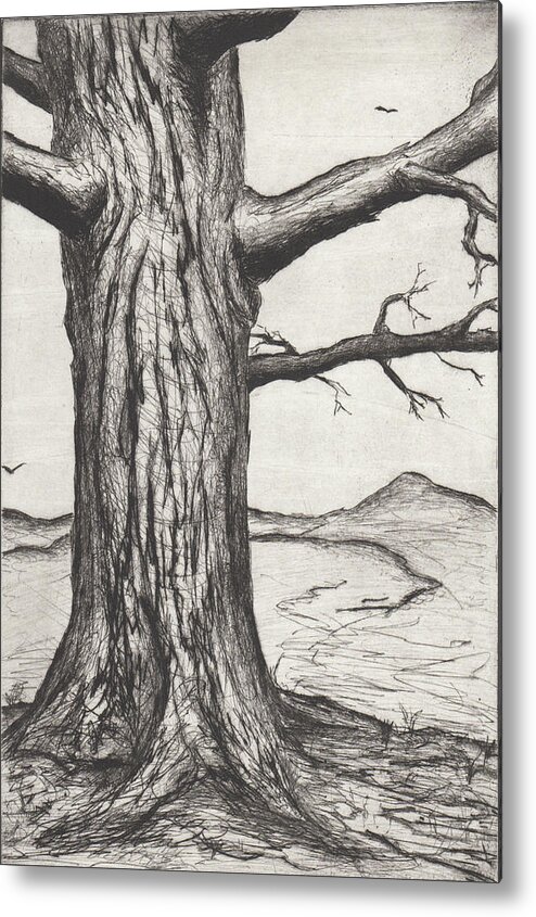 Painting Metal Print featuring the drawing Tree #1 by Erik Paul