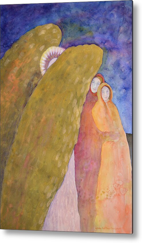 Angel Metal Print featuring the painting Under The Wing Of An Angel by Lynda Hoffman-Snodgrass