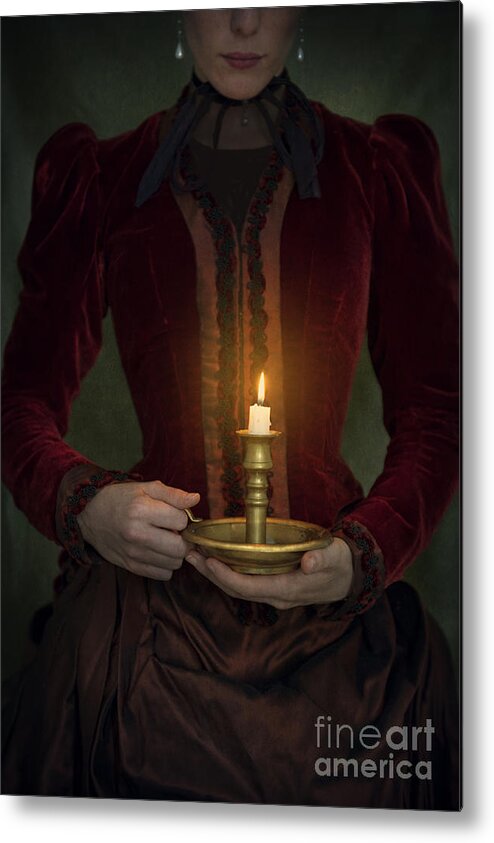 Victorian Woman Holding A Candle #3 Metal Print by Lee Avison