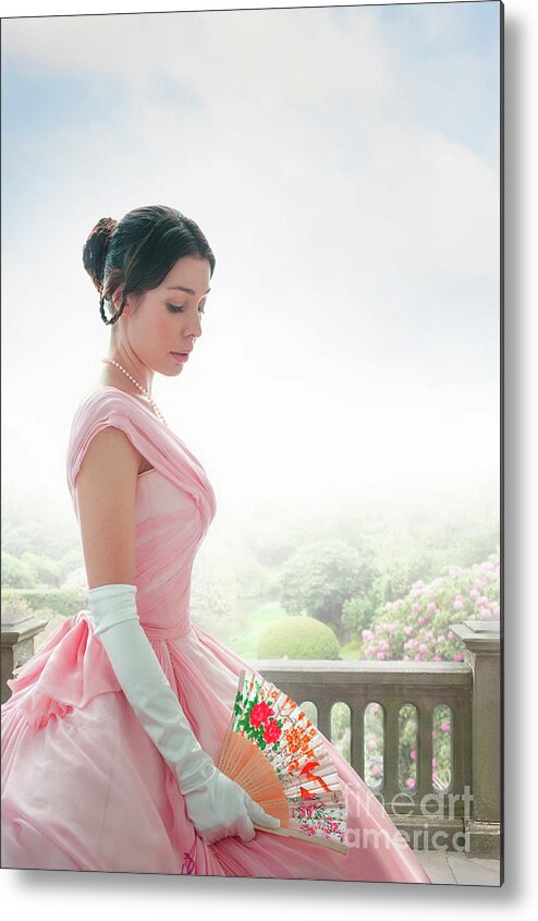 Victorian Metal Print featuring the photograph Victorian Woman In A Pink Ball Gown #1 by Lee Avison