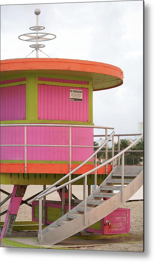 Miami Beach Metal Print featuring the photograph 10th Street Lifeguard Tower - South Beach by Art Block Collections