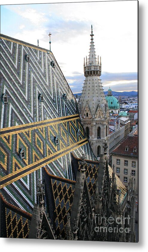 Architecture Metal Print featuring the photograph St Stephens Cathedral Vienna #7 by Angela Rath