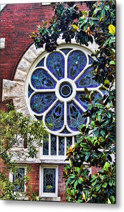 Uab Metal Print featuring the photograph 1901 Antique UAB Gothic Stained Glass Window by Kathy Clark