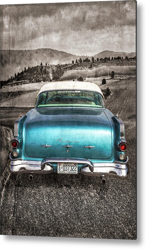 1956 Metal Print featuring the photograph 1956 Pontiac Drive in the Country Selected Color by Debra and Dave Vanderlaan