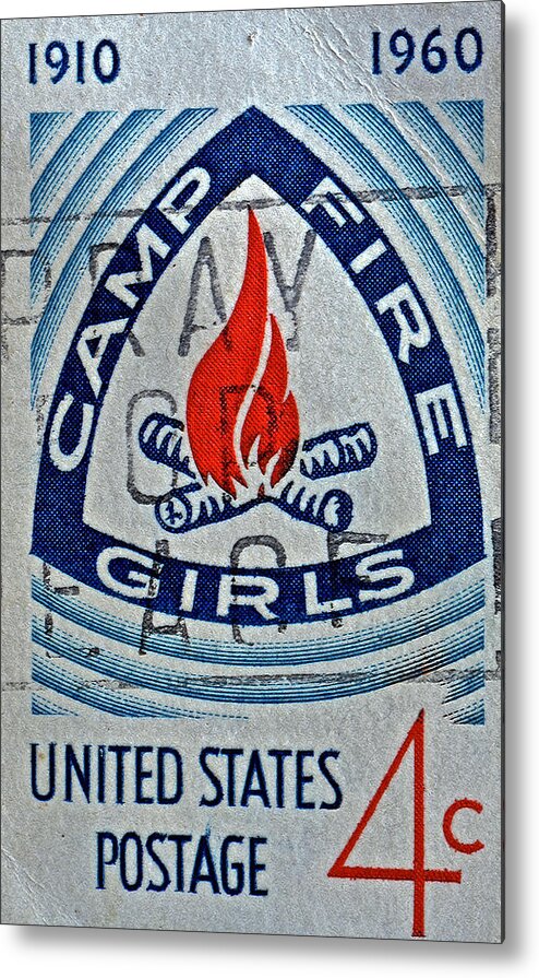 1960 Metal Print featuring the photograph 1960 Camp Fire Girls Stamp by Bill Owen