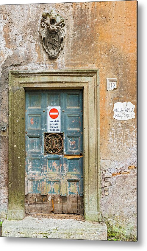 Door Metal Print featuring the photograph Entrance door in Rome, Italy #9 by Marek Poplawski