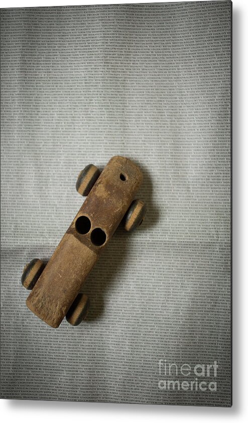 Still Life Metal Print featuring the photograph Old Wooden Toy Car #3 by Edward Fielding