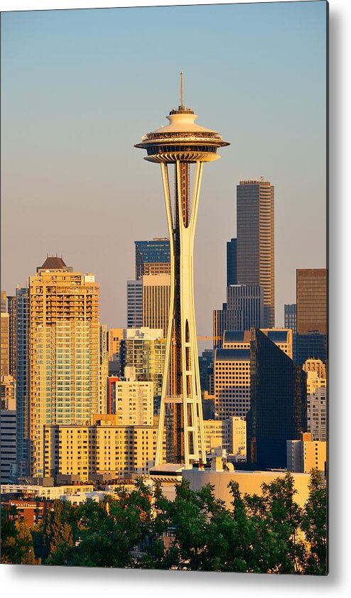 Seattle Metal Print featuring the photograph Seattle city skyline #2 by Songquan Deng