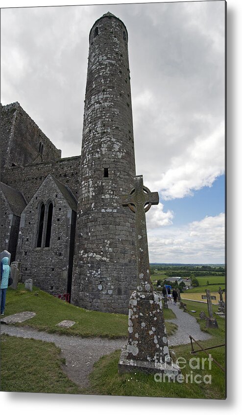 Rock Of Cashel Metal Print featuring the photograph Rock of Cashel round tower by Cindy Murphy - NightVisions 