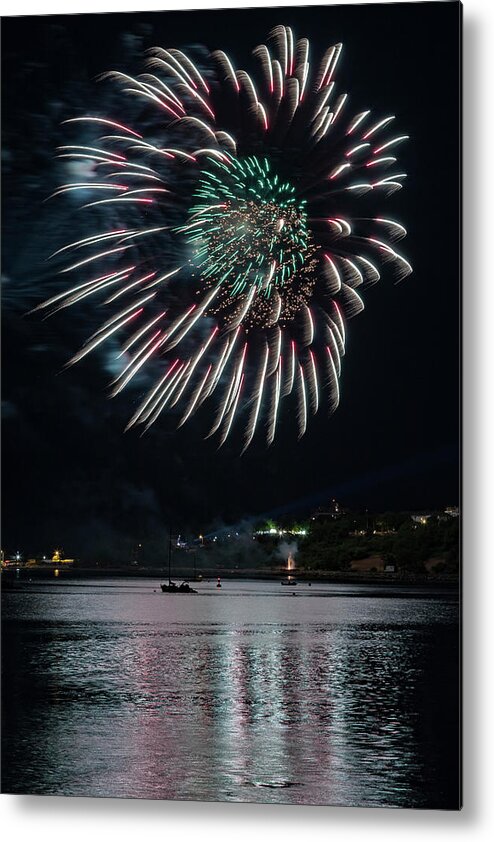 Maine Metal Print featuring the photograph Fireworks over Portland, Maine #3 by Colin Chase