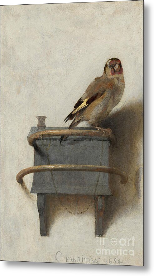 The Goldfinch Metal Print featuring the painting The Goldfinch by Carel Fabritius