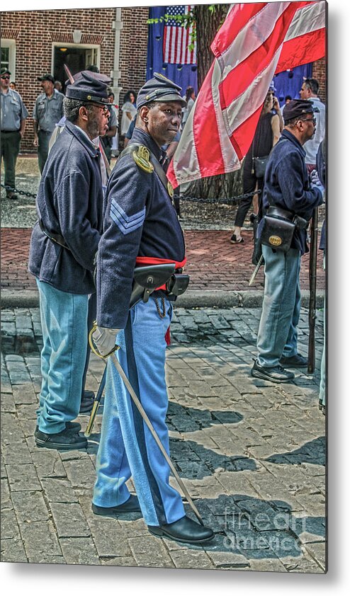 3rd Regiment United States Colored Troops Reenactors Metal Print featuring the photograph 3rd Regiment Civil War Reenactors in Independence Day Parade by Sandy Moulder