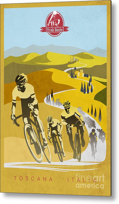 Vintage Cycling Metal Print featuring the painting Print by Sassan Filsoof