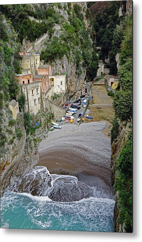 Amalfi Coast Metal Print featuring the photograph This Is A View Of Furore A Small Village Located On The Amalfi Coast In Italy #5 by Rick Rosenshein