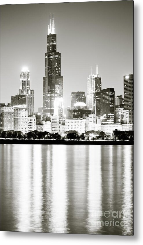 America Metal Print featuring the photograph Chicago Skyline at Night by Paul Velgos