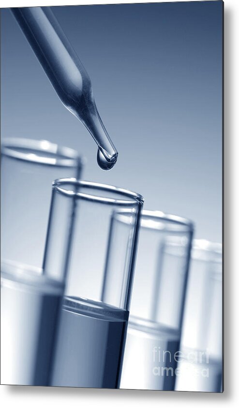 Chemistry Metal Print featuring the photograph Test Tubes in Science Research Lab #8 by Olivier Le Queinec