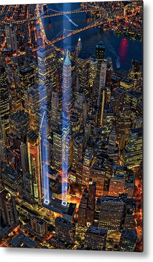 September 11 Metal Print featuring the photograph 911 NYC Tribute In Light by Susan Candelario