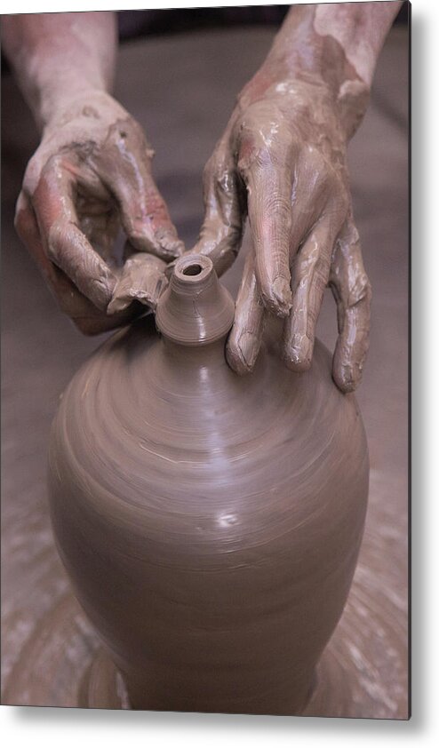 Pottery Metal Print featuring the photograph A Master at Work 2 by Joe Kopp