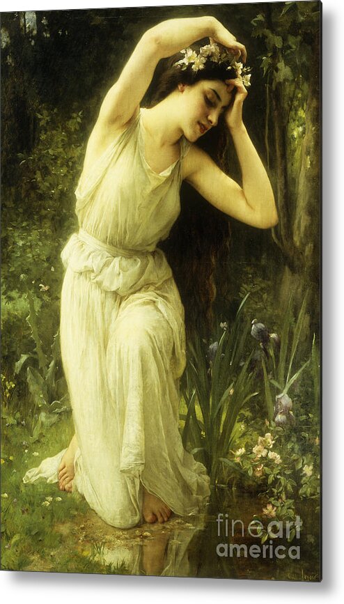 A Nymph In The Forest Metal Print featuring the painting A Nymph in the Forest by Charles Amable Lenoir