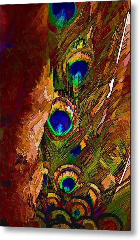 Abstract Metal Print featuring the digital art Abstract Peacock by Ches Black