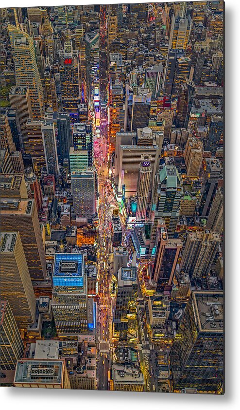 Times Square Metal Print featuring the photograph Aerial Times Square New York City by Susan Candelario