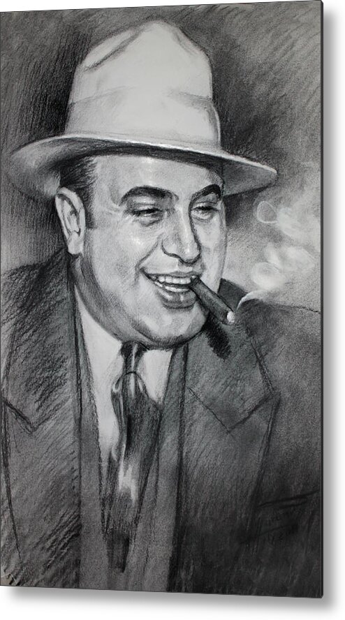 Al Capone Metal Print featuring the drawing Al Capone by Ylli Haruni