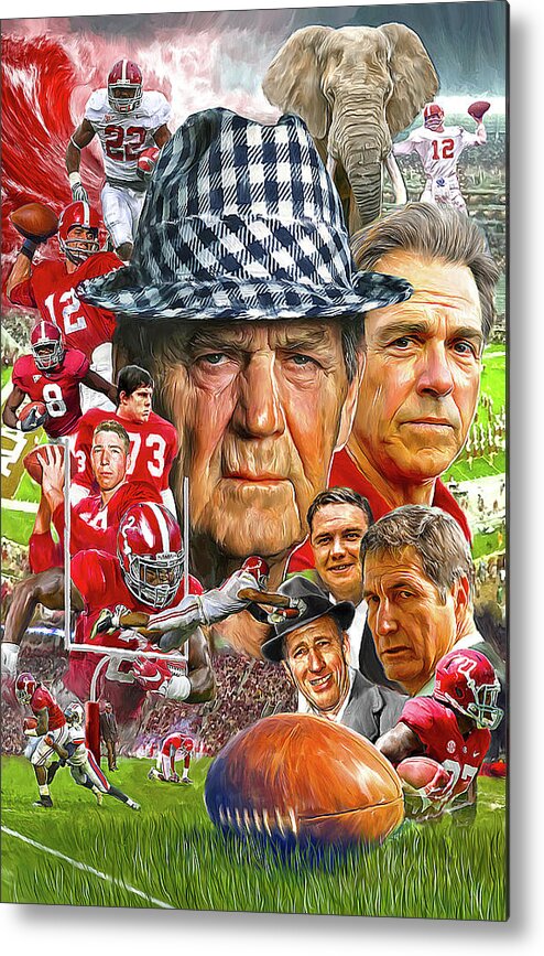 Alabama Football Metal Print featuring the painting Alabama Crimson Tide by Mark Spears
