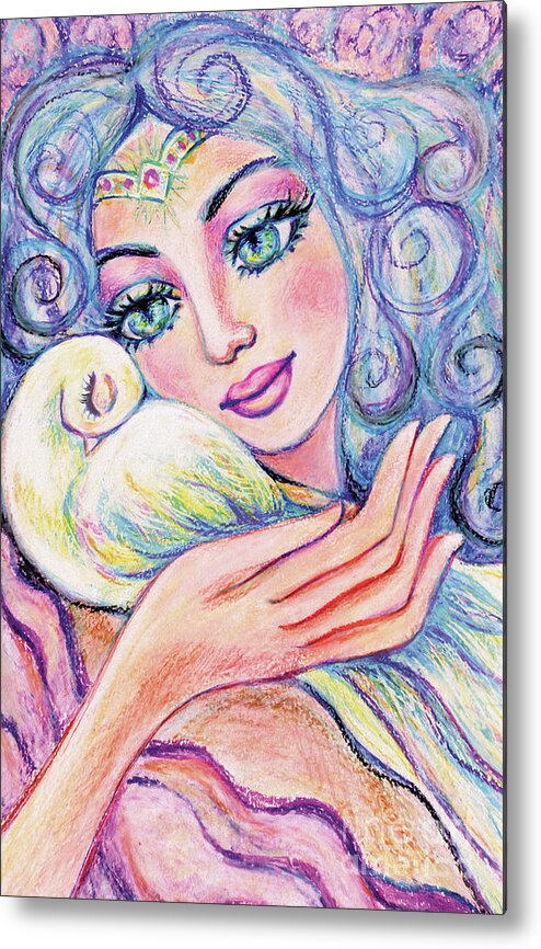 Angel Woman Metal Print featuring the painting Angel of Tranquility by Eva Campbell