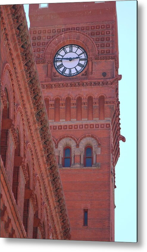 Dearborn Station Metal Print featuring the photograph Angled View of Clocktower at Dearborn Station Chicago by Colleen Cornelius