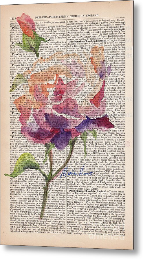 Antique Paper Metal Print featuring the painting Antique Rose On Antique Paper by Maria Hunt