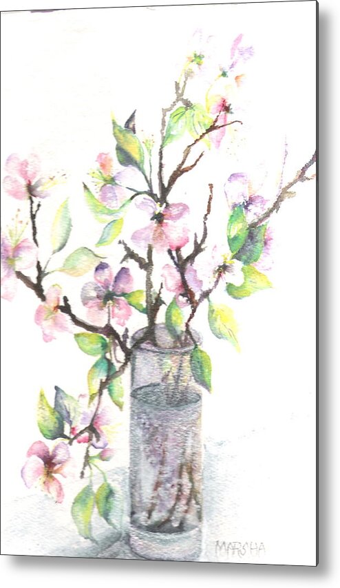 Floral Metal Print featuring the painting Apple Blossoms by Marsha Woods