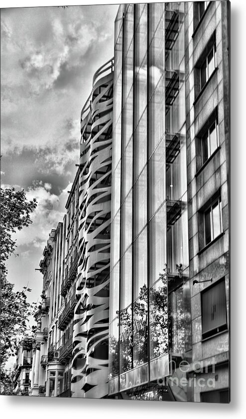  Barcelona Metal Print featuring the photograph Architecture Barcelona BW III by Chuck Kuhn