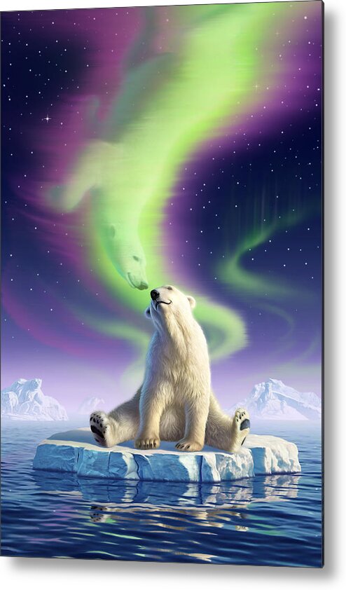 Polar Bear Metal Print featuring the digital art Arctic Kiss by Jerry LoFaro