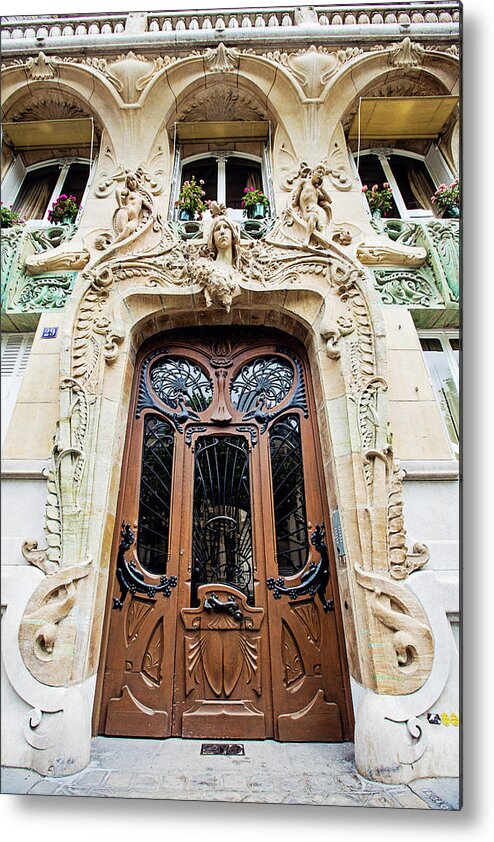 Art Nouveau Metal Print featuring the photograph Art Nouveau Doors - Paris, France by Melanie Alexandra Price