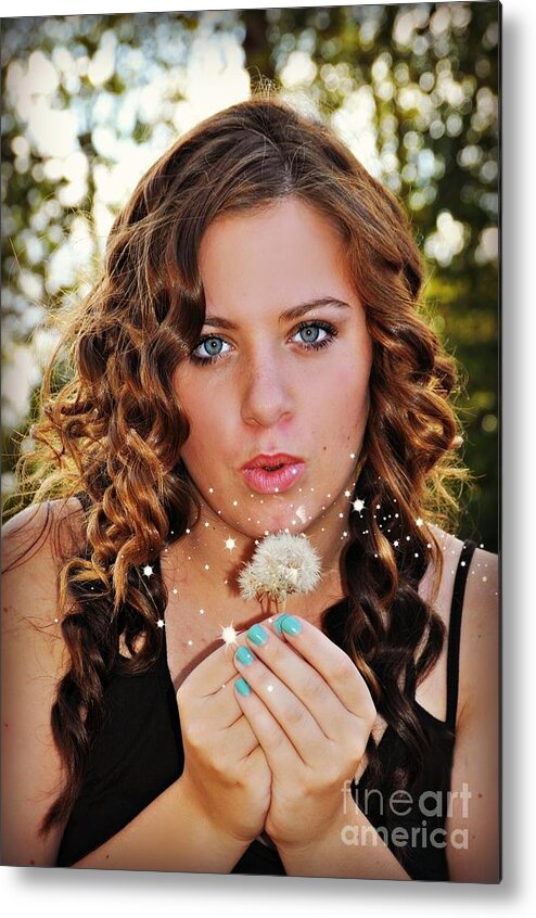 Dandylion And Girl Metal Print featuring the photograph Ashley by Mindy Bench