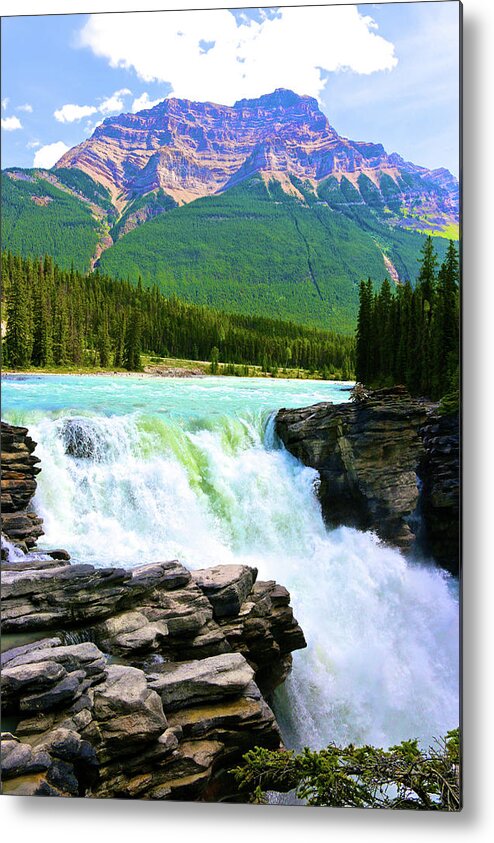 Athabaskan Falls Metal Print featuring the photograph Athabaska Falls by Polly Castor