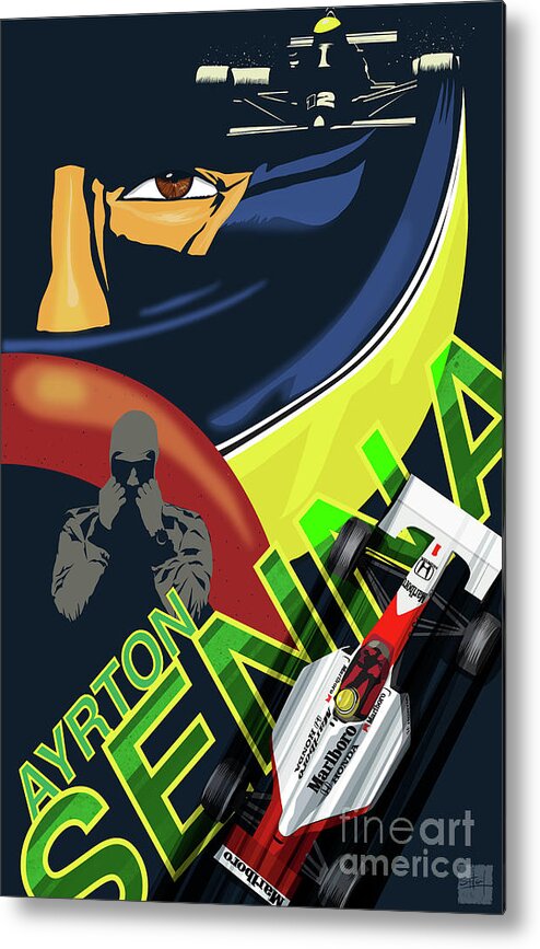 Ayrton Senna Metal Print featuring the painting Ayrton Senna by Sassan Filsoof