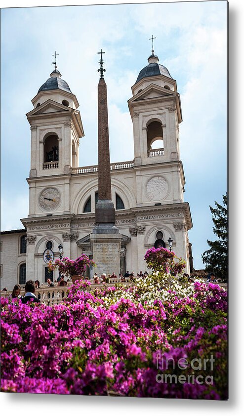 St Maria Metal Print featuring the photograph Azaleas on the Spanish Steps in Rome by Brenda Kean