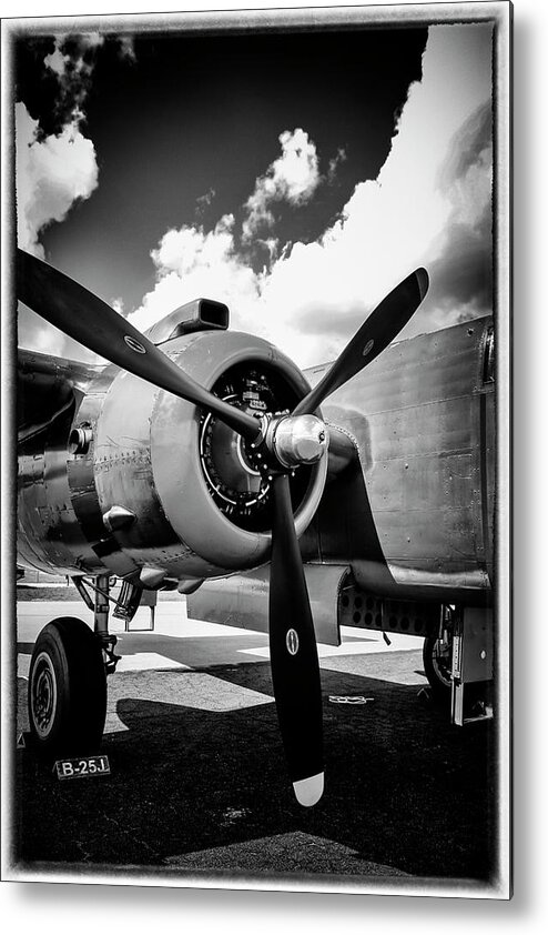 Vintage Metal Print featuring the photograph B25 Radial engine by Chris Smith