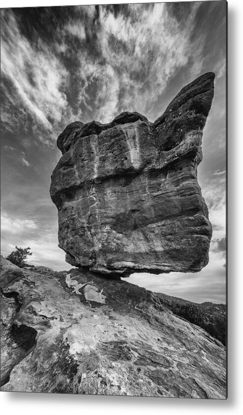 Sky Metal Print featuring the photograph Balanced Rock Monochrome by Darren White