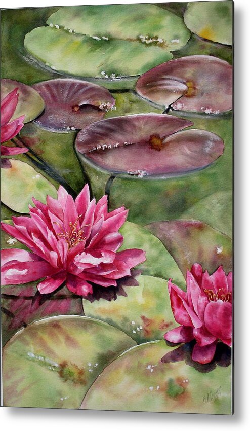 Balboa Park Water Lilies Metal Print featuring the painting Balboa Water Lilies by Mary McCullah