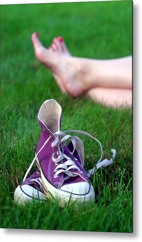 Grass Metal Print featuring the photograph Barefoot in the Grass by David April