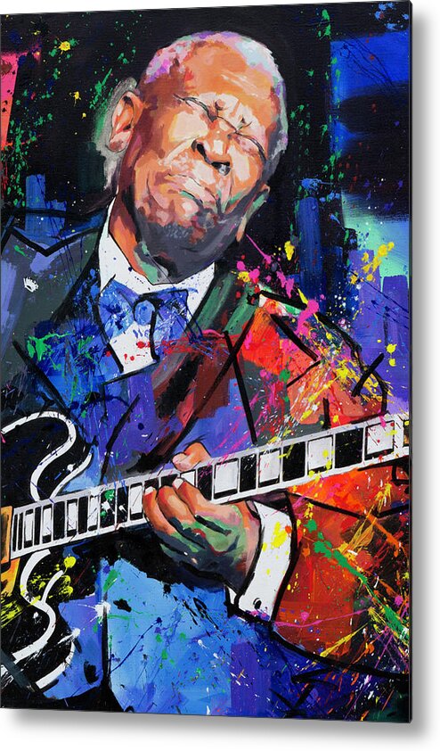 Bb King Metal Print featuring the painting BB King Portrait by Richard Day