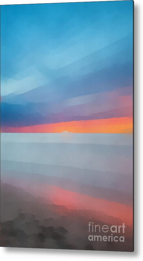 Beach Metal Print featuring the painting Beach Sunset Seven by Edward Fielding