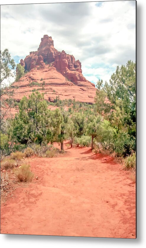 Bell Rock Metal Print featuring the pastel Bell rock by Darrell Foster