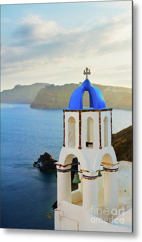 Santorini Metal Print featuring the photograph Belltower of Santorini by Anastasy Yarmolovich