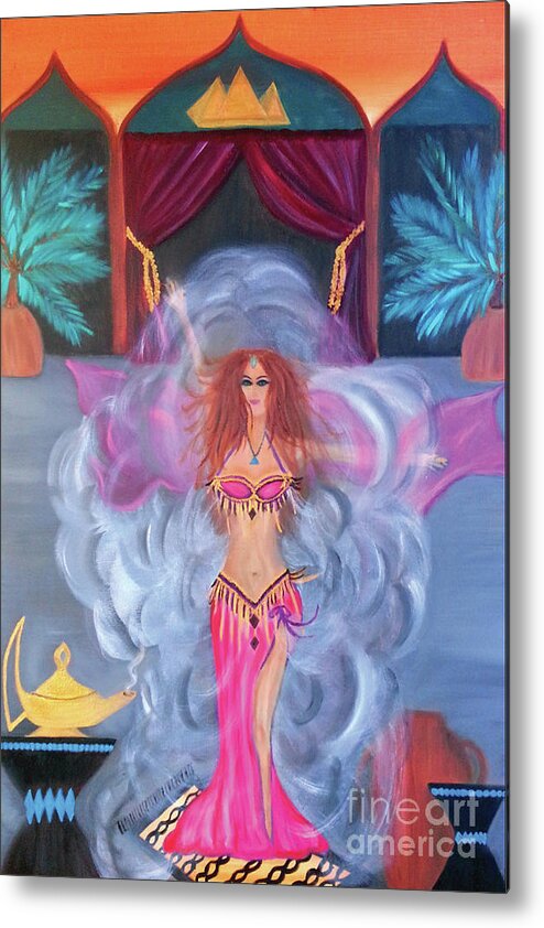 Belly Dance Metal Print featuring the painting Belly Dance Genie by Artist Linda Marie